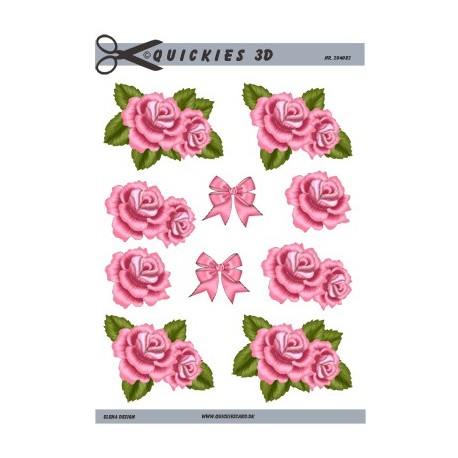 Lyserød roser med sløjfe, Quickies 3D ark