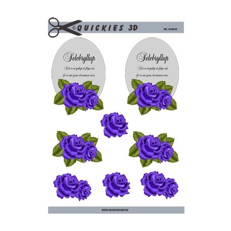 Blå roser med sølvbryllupstekst, Quickies 3D ark