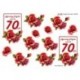 Rød rose med tekst "hjertelig tillykke med 70 år", 3D ark