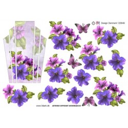 Lilla blomster med baggrund, 3D ark