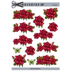 Flot rød rose, 3D ark