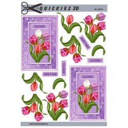 Smukke tulipaner i lilla ramme, 3D ark