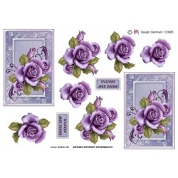 Flot lilla rose i firkant, 3D ark