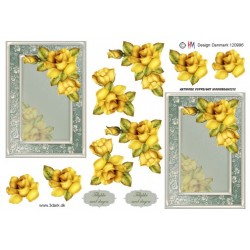 Flot gul rose i firkant, 3D ark