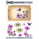 Telegran, Lilla blomster og sommerfugl på pergament med tallet 70 & 75, 3D ark