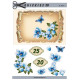 Telegram, Blå blomster og sommerfugl på pergament med tallet 25 & 30, 3D ark