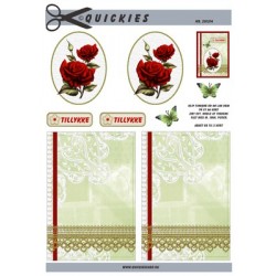 Rød rose med blondebaggrund, Quickies card