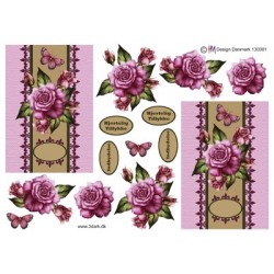 Smuk rose i lyserød og på lyserød baggrund, 3d ark