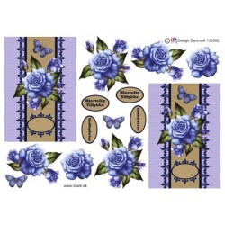 Smuk rose i lyseblå og på lyseblå baggrund, 3d ark