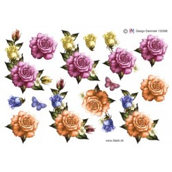 Roser i 2 skønne farver, pink og orange, 3d ark