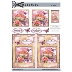 Trillebør med roser i firkant, Quickies card