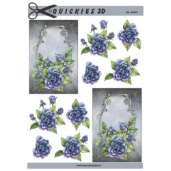 Mørk baggrund med stor mørkeblå blomst, 3D ark