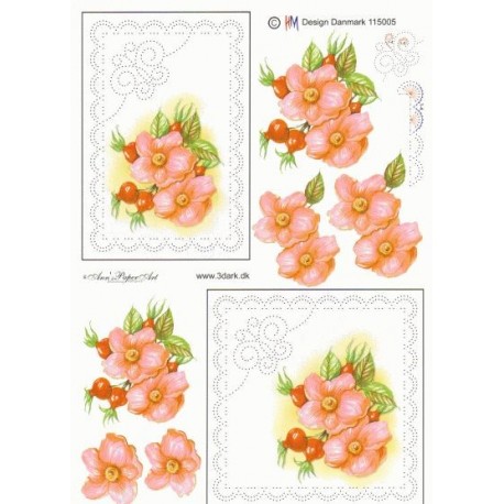 3D ark, 2 blomstermotiver 02, med symotiv