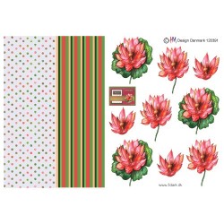 3D ark, 2 søde blomstermotiver med prik baggrundspapir