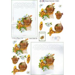 Horn med hvid blomst og symotiv, 3D ark