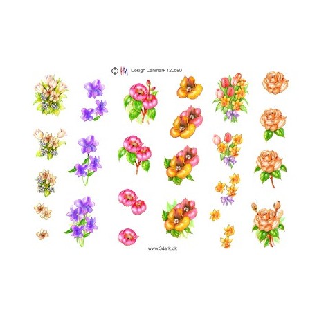 6 små blomster, 3D ark