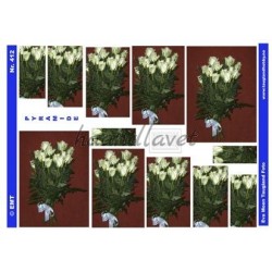 Hvide roser i buket, Pyramide 3D ark