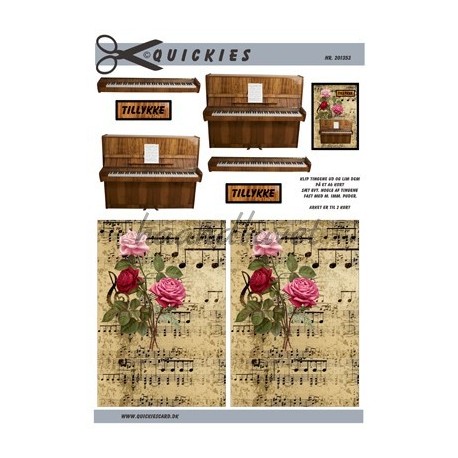 Klaver og roser på node baggrund, Quickies card