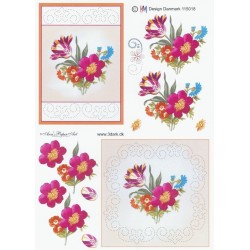 3D ark, 2 søde blomstermotiver og symotiv