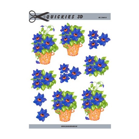 Blå blomster i kurv, Quickies 3D ark