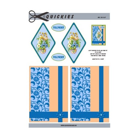 Blomsterbuket med blå baggrund, Quickies card